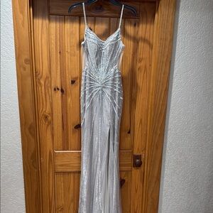 Elegant Silver Evening Gown